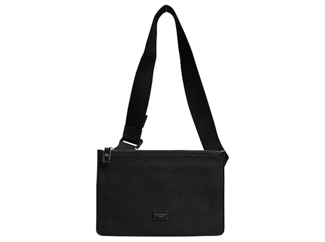 Dolce & Gabbana Marsupio in pelle nera con logo impresso Nero