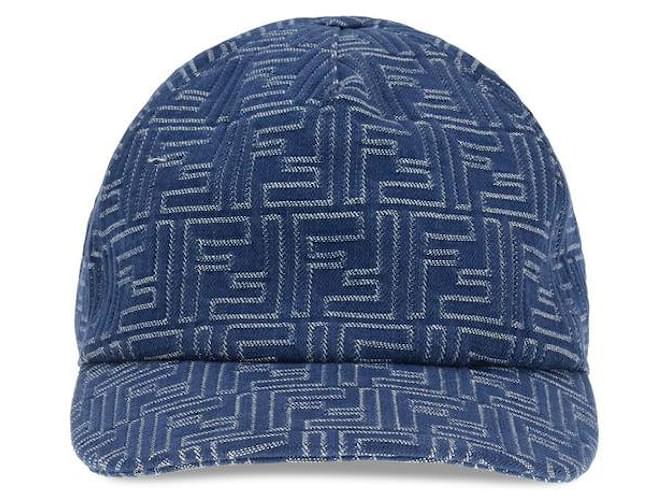 Fendi Cappellino da baseball in denim ricamato Blu