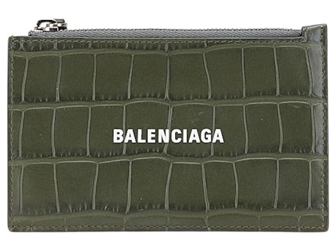 Portacarte in pelle khaki Balenciaga Cachi