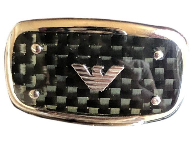 Gemelli Emporio Armani Nero Grigio Silver hardware