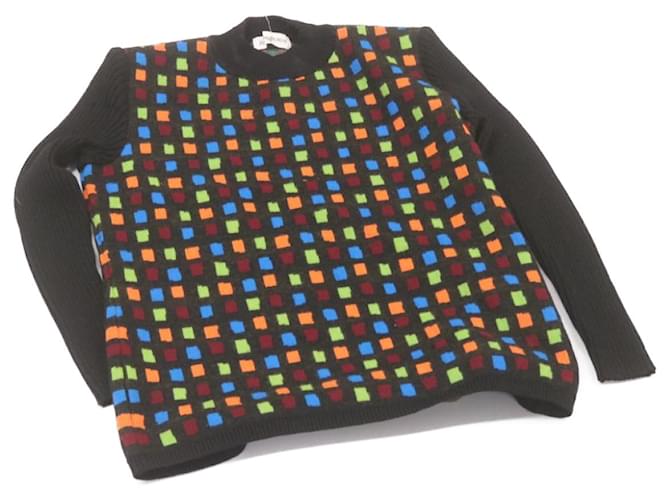YVES SAINT LAURENT Maglione Nero Multicolor lana YSL Auth ar4088 Multicolore