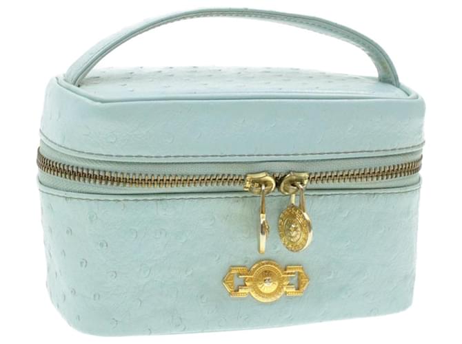 GIANNI VERSACE Pochette Sun Face Hand Pouch Azzurro Ostrich Auth br159 Blu chiaro
