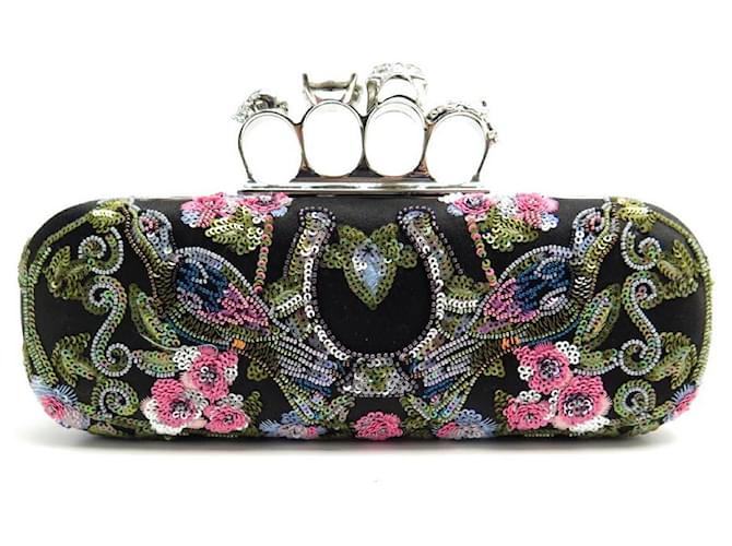 NEW ALEXANDER MCQUEEN BORSA A MANO MCQUEEN SKULL KNUCKLE BOX NERA Nero