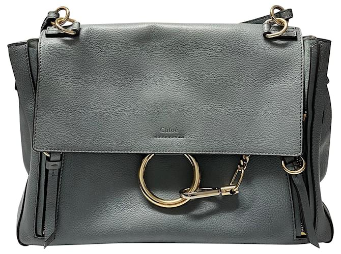 Borsa a spalla Chloé Faye in pelle di vitello Blu Grigio