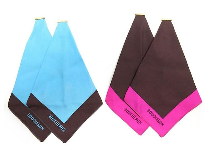 LOT 2 BRACCIALI BOUCHERON PER OROLOGI A RIFLESSIONE IN SETA TURCHESE E MARRONE FUSHIA