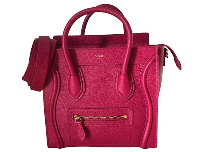 Luggage Céline Celine Nano Borsa da viaggio in pelle rosa