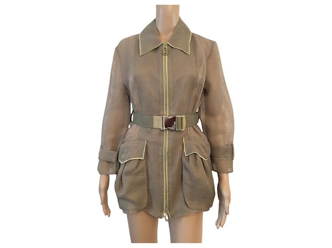 Giubbotto Fendi verde con cintura FF