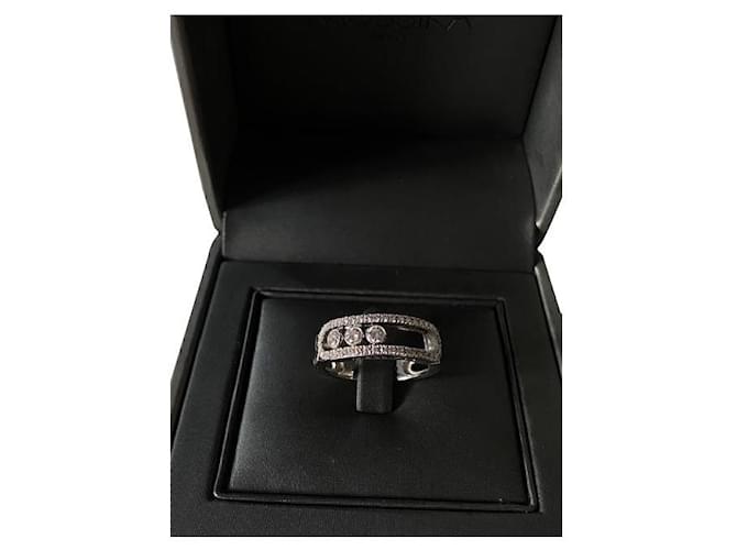 100% ANELLO AUTENTICO MESSIKA CLASSIC MOVE PAVE GRIGIO ORO 46 Diamants Silver hardware