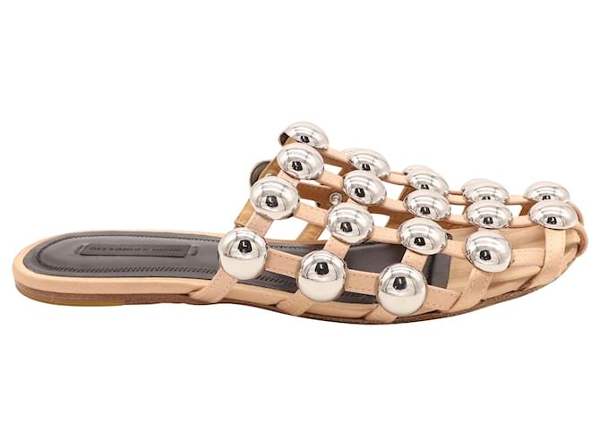 Alexander Wang Pantofole Amelia con borchie in pelle color carne