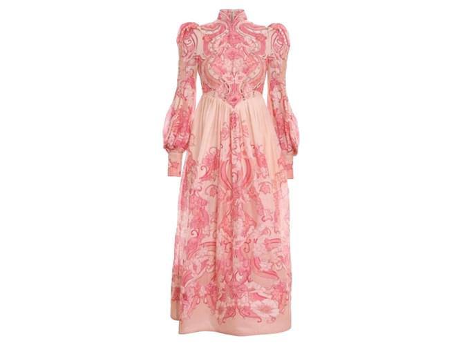 Zimmermann Abito midi The Concert Poppy in rosa nouveau Rosso Beige Pesca
