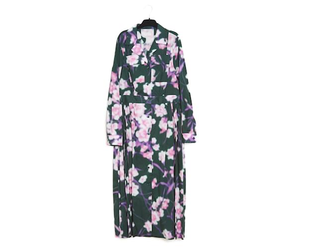 Dries Van Noten ABITO IN COTONE A FIORI SFUMATI FR42 Multicolore