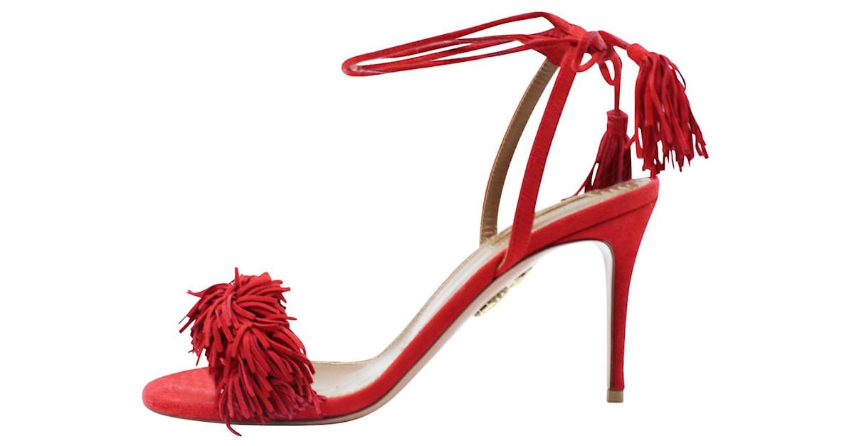 Aquazzura Sandali rossi in suede Rosso