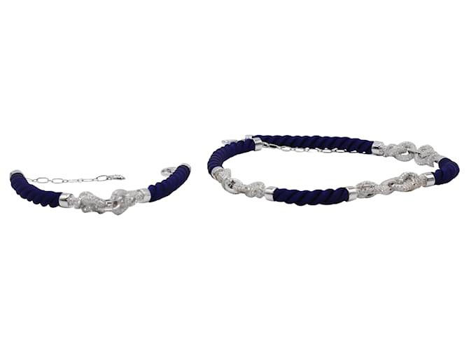 Collana e bracciale Swarovski Nice con nodo incastonato in cristallo blu navy