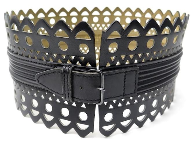 Alaïa NUOVA CINTURA LARGA ALAIA TAGLIA 65 CORSETTO APERTO IN PELLE + NUOVA SCATOLA DA CINTURA Nero