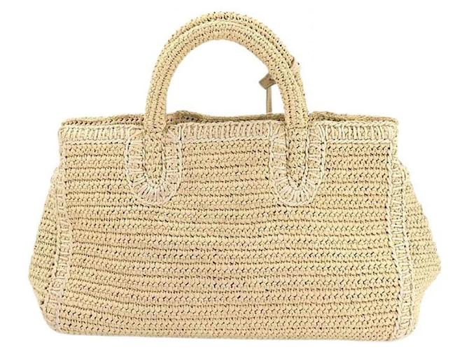 [Usato] SAINT LAURENT PARIS Cabas Rive Gauche Small 2borsa a spalla way mano in pelle rafia beige