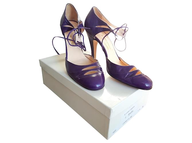 Autre Marque Décolleté pelle viola melanzana stiletto SPELTA misura 38. Viola scuro