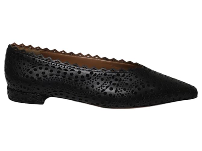 Alaïa Ballerine Alaia a punta con taglio laser in pelle nera Nero