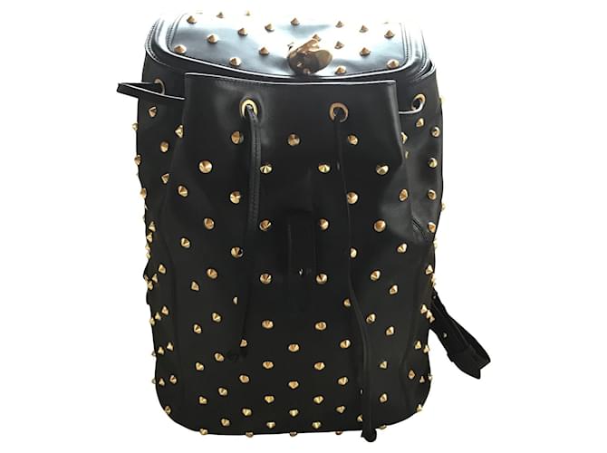 Zaino Alexander McQueen in pelle con lucchetto con borchie Nero