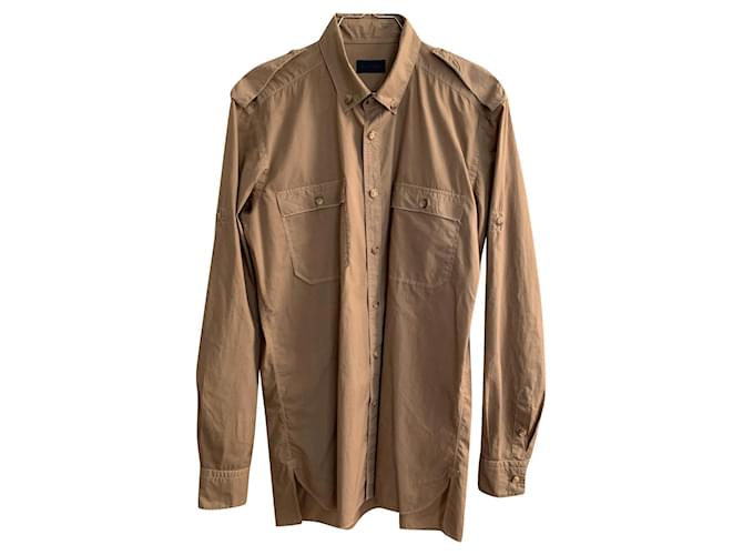 Lanvin Camicia militare in cotone leggero Marrone