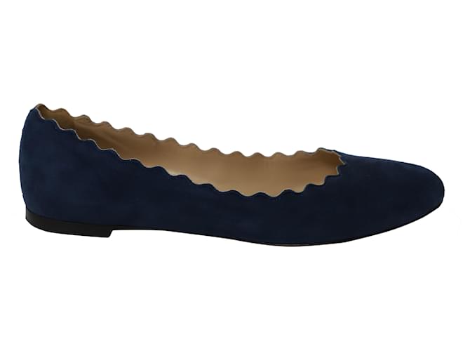 Ballerine Chloé Lauren smerlate in camoscio blu