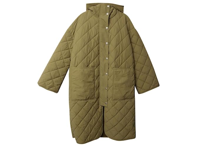 Cappotto trapuntato con cappuccio Palm Angels in poliammide beige Marrone