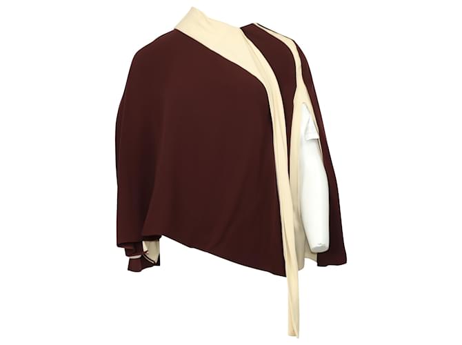 Blusa con Drappeggio Asimmetrico Valentino Garavani in Seta Bordeaux Bordò