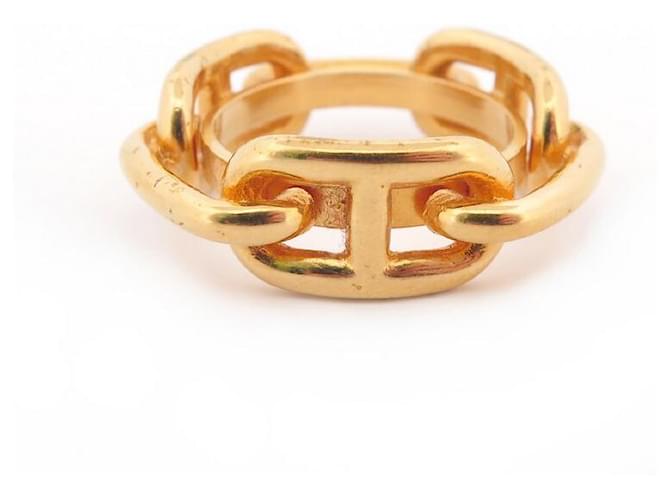 Ring Hermès HERMES REGATE ANELLO SCIARPA ANCORA A CATENA IN METALLO ORO ANELLO SCIARPA QUADRATO D'oro