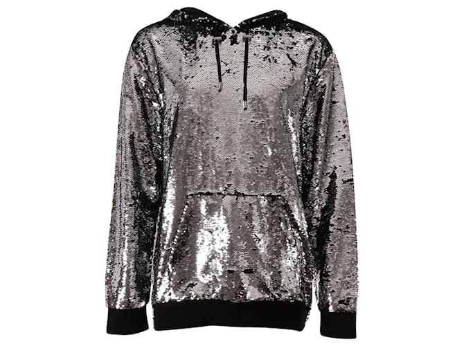 Felpa con cappuccio Balmain con paillettes in poliestere argento Nero