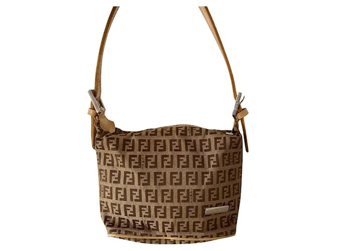 Borsa a mano baguette Fendi Zucca Marrone Beige Marrone chiaro Marrone scuro