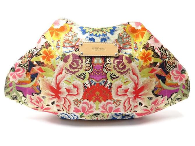 NUOVA BORSA A MANO ALEXANDER MCQUEEN MANTA POUCH 301870 NUOVA BORSA IN TELA Multicolore
