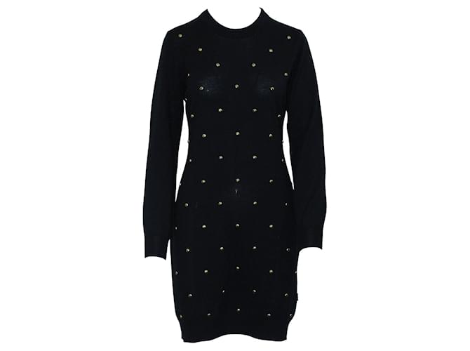 Love Moschino Abito maglione nero con borchie dorate