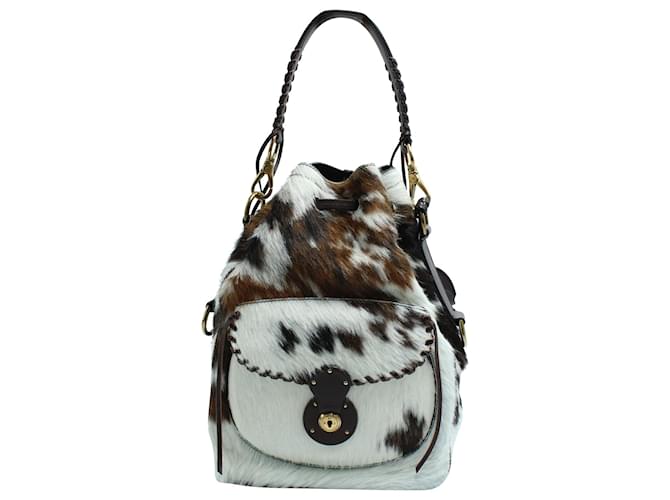 Borsa Ralph Lauren Ricky con coulisse in pelle di vacchetta multicolor Multicolore