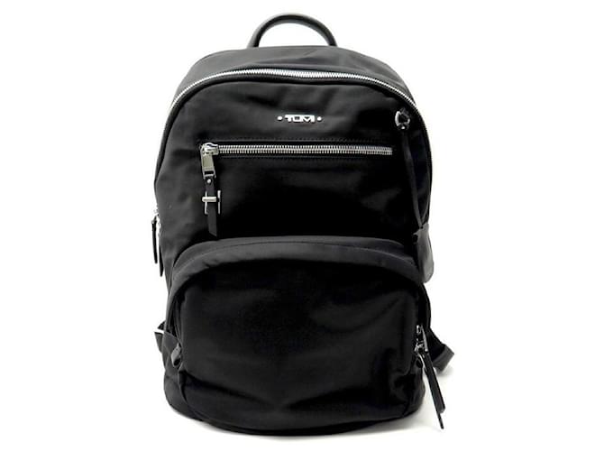 NUOVO ZAINO TUMI HARTFORD 125049/1041 BORSA IN TELA NERA FINITURE ARGENTO Nero