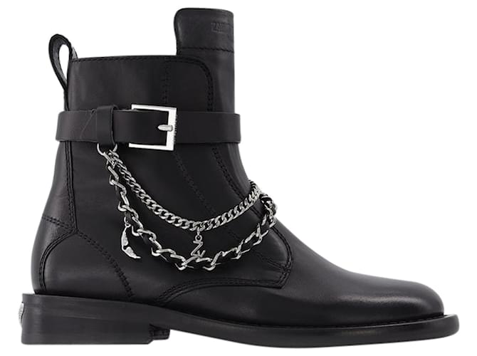 Zadig & Voltaire Joe Smooth Cowskin + Studs Pip in pelle nera Nero