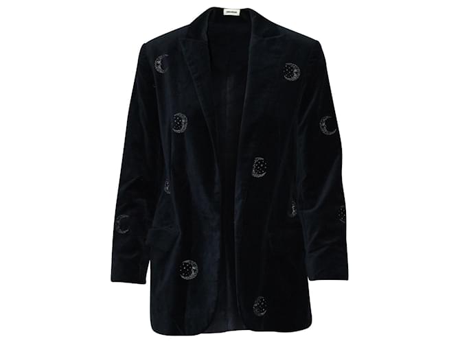 Blazer Zadig & Voltaire Stelle e Luna in velluto blu navy