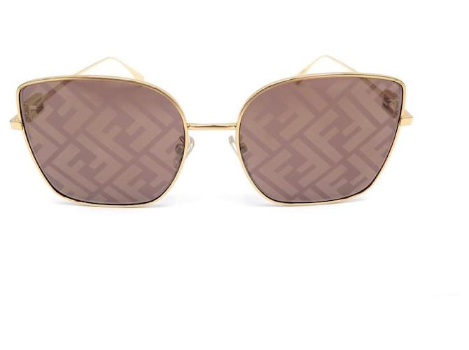 NUOVI OCCHIALI DA SOLE FENDI BAGUETTE FE40013OCCHIALI DA SOLE U IN METALLO DORATO D'oro