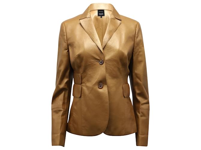 Blazer Akris a maniche lunghe in pelle color cammello Giallo