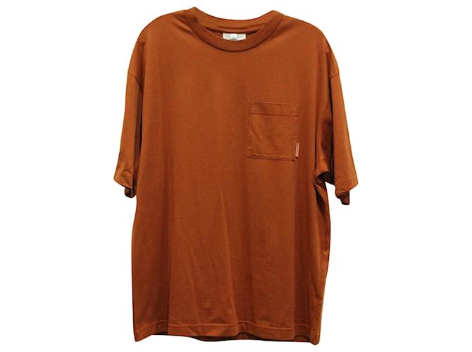 T-shirt girocollo con tasche Acne Studios in cotone marrone