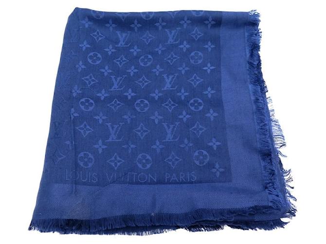 scarf louis vuitton m72412 SCIALLE SCIALLE MONOGRAM IN SETA E LANA BLU