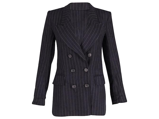 Blazer Isabel Marant Laney Gessato in Lino Blu Navy