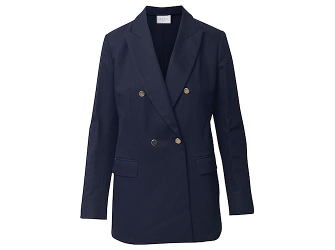 Giacca Sandro Paris con petto foderato in cotone blu navy