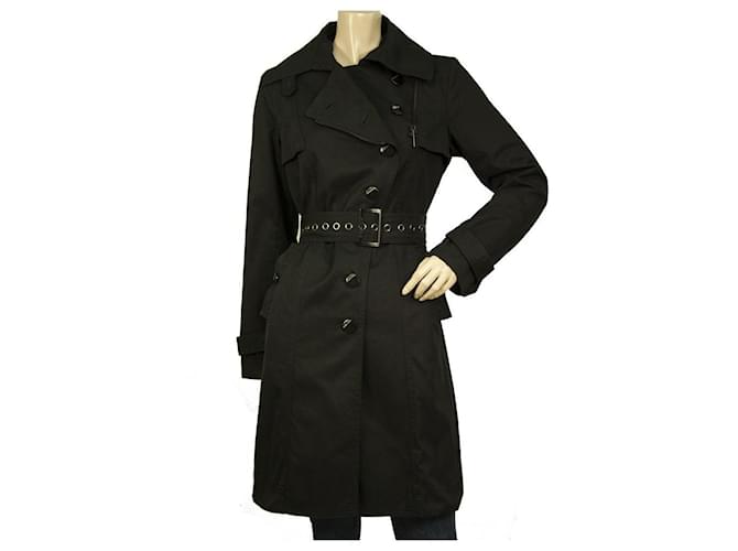 Armani Jeans Cappotto Trench Nero Foderato Petto Con Cintura Eur 38 Stati Uniti d'America 2