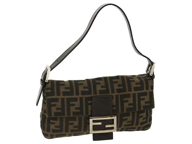 FENDI Zucca Tela Mamma Baguette Borsa a Spalla Marrone Auth lt693