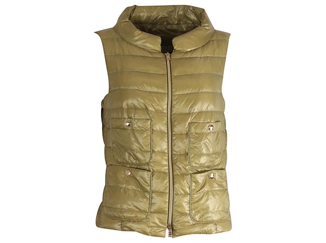 Gilet Piumino Herno con Tasche in Poliammide Verde Verde oliva