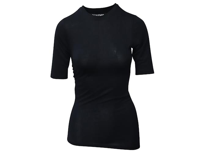 T-shirt Jacquemus Souk in jersey di cotone arricciato in Lyocell nero