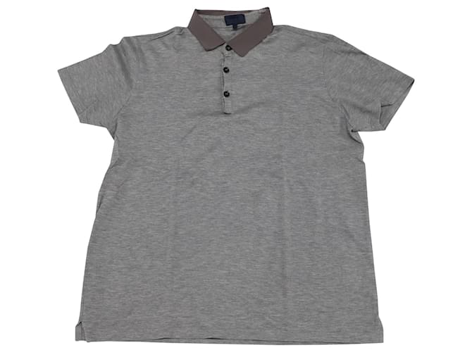 Polo Lanvin con collo in grosgrain in cotone grigio