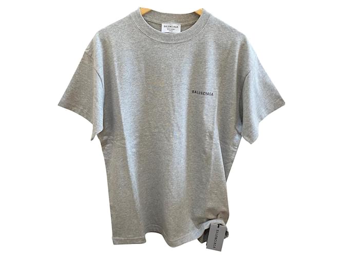 T-shirt Balenciaga grigia con stampa logo Grigio