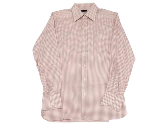 Camicia abbottonata a quadretti Tom Ford in cotone rosa