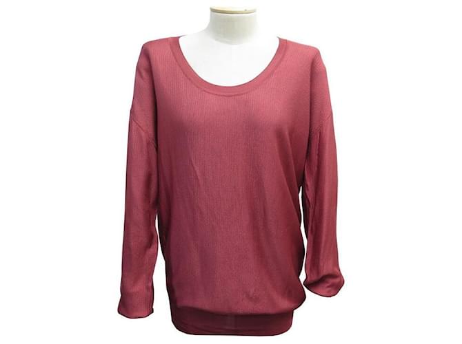 NUOVA MAGLIA ALTA LANVIN ML FANTASIA DRAPPEGGIO FINEZZA M 38 IN FELPA DI VISCOSA ROSSA Rosso