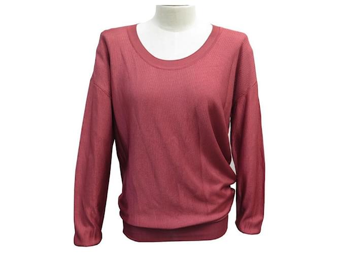 NUOVA MAGLIA ALTA LANVIN ML FANTASIA DRAPPEGGIATA GAUGE XS 34 IN FELPA DI VISCOSA ROSSA Rosso